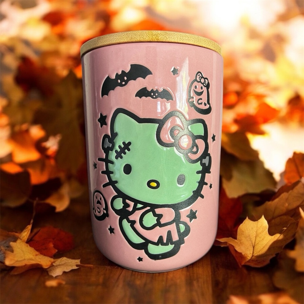Hello Kitty Halloween Frankenstein Ceramic Canister Cookie Jar with Lid NEW